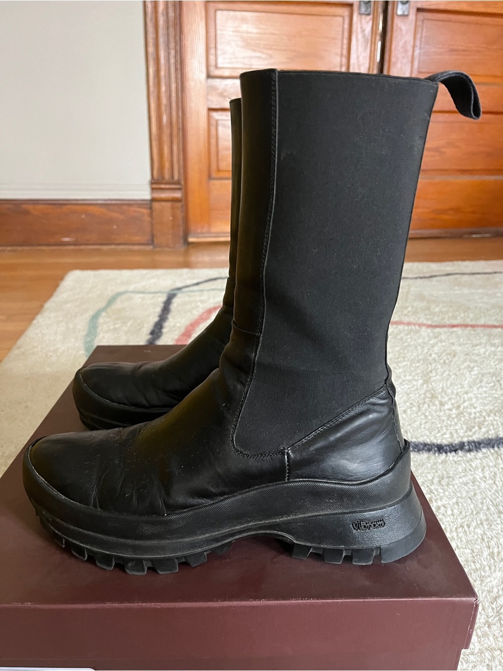 Vibram Lug Sole Black Leather Boots